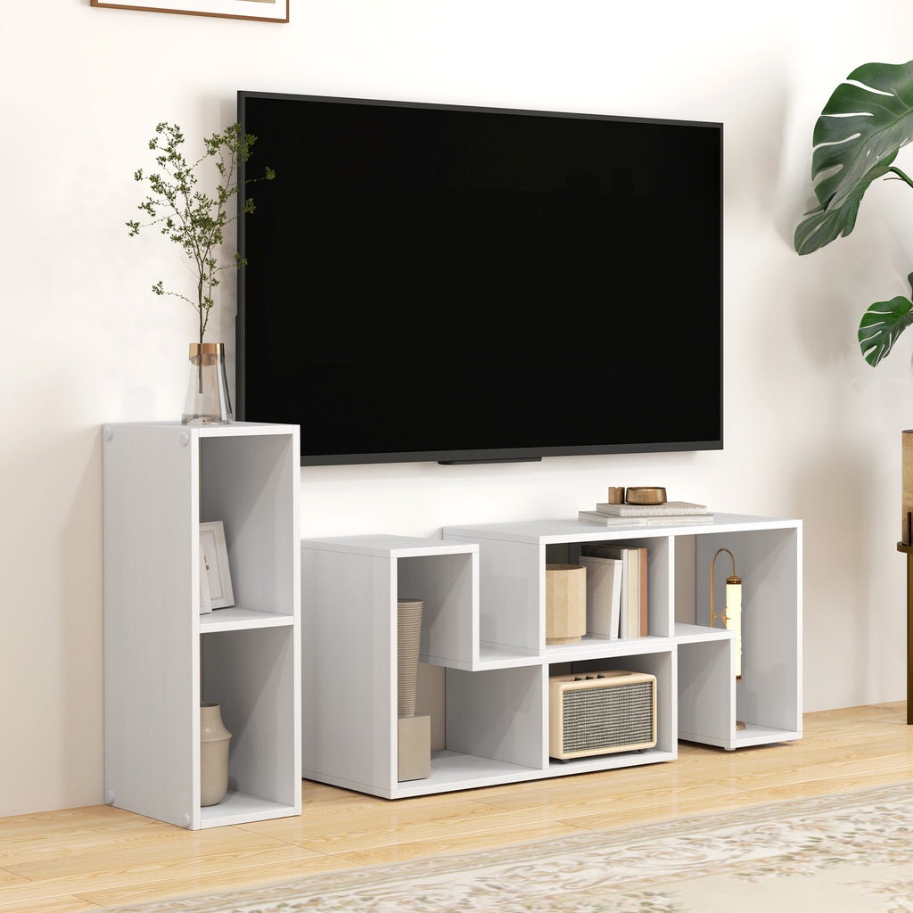 Three-Block Modular TV Stand - White Wood-Effect