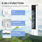 Portable Air Cooler, 6L Tank Humidifier Evaporative Ice Cooling Fan Water Conditioner Unit with 3 Modes, 3 Speed, Remote, Timer, Oscillating for Home Bedroom, White