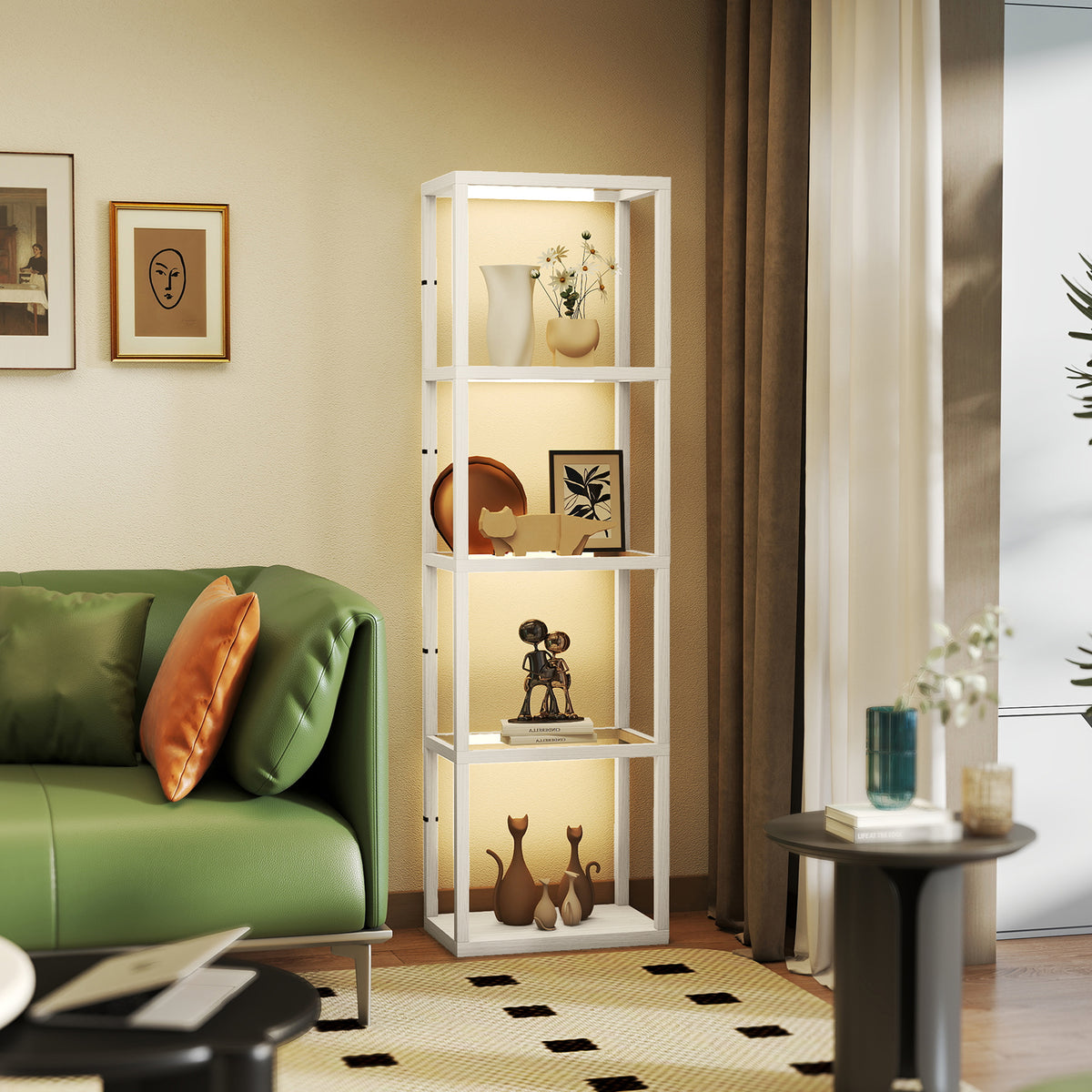 Four-Shelf Floor Lamp - Bleached Oak