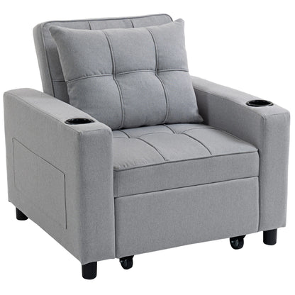 3-in-1 Single Sofa Bed, Convertible Sleeper Chair Bed - Light Grey
