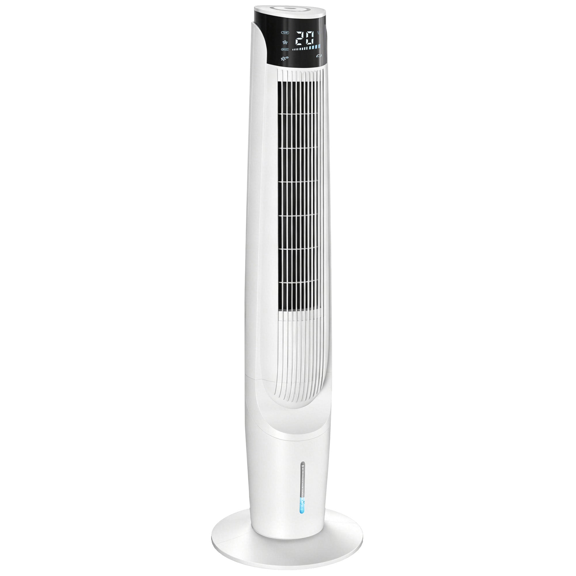 Air Cooler with LED Display and Remote Control, Oscillating Ice Cooling Fan with 3 Speeds, 4 Modes, 12 Hour Timer, White
