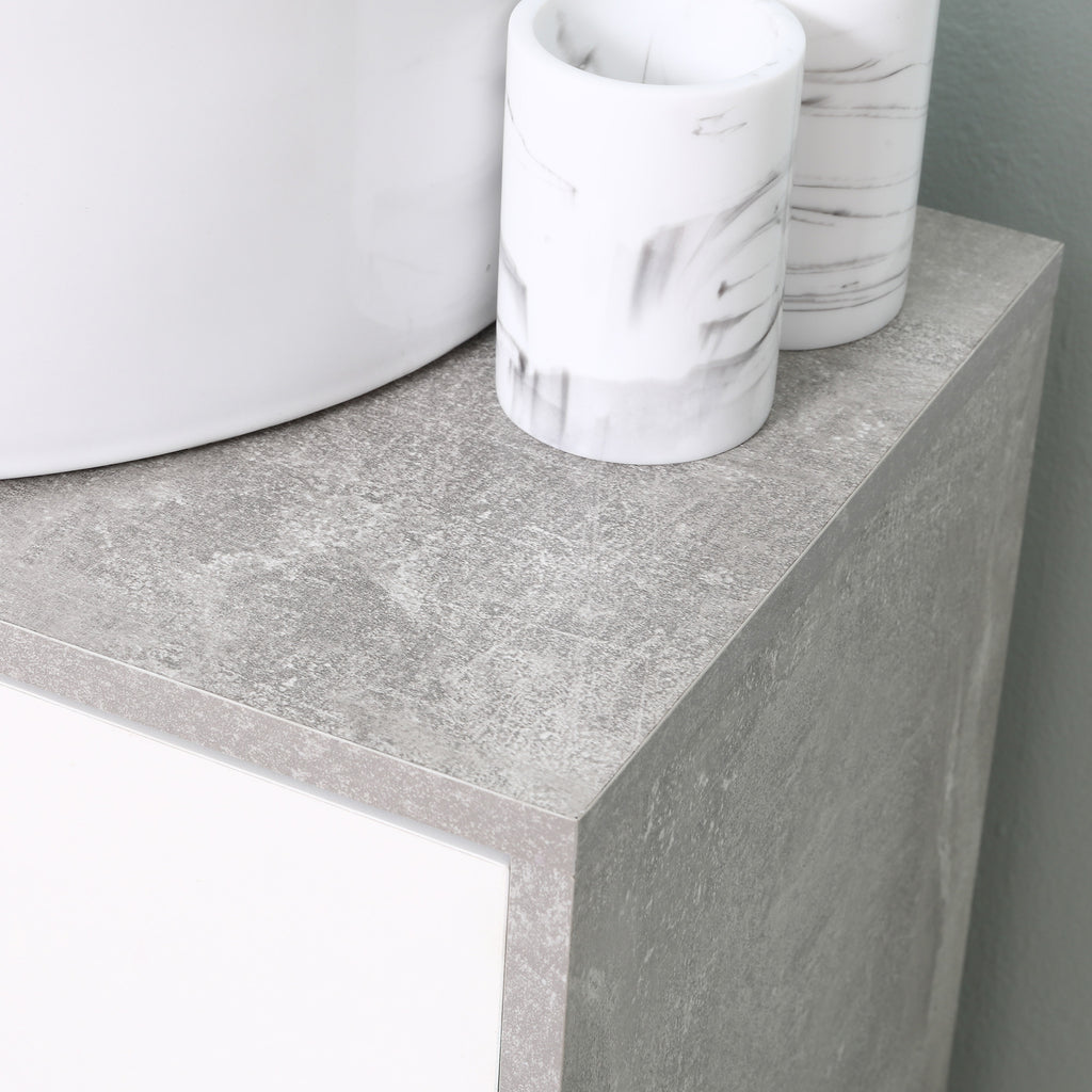 kleankin Under Sink Cabinet, Bathroom Vanity Unit, Storage Cupboard with Adjustable Shelves, White and Grey