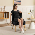 HOMCOM Modern Accent Chair, Fabric Living Room Chair with Rubber Wood Legs and Thick Padding, Black