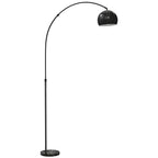 Arc Floor Lamp for Living Room, Modern Adjustable Standing Lamp with Faux Black Marble Base Black