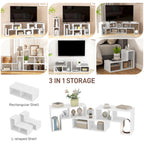 Three-Block Modular TV Stand - White Wood-Effect