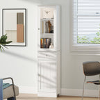 kleankin Bathroom Storage Cabinet with 3-tier Shelf Drawer Door, Floor Cabinet Free Standing Tall Slim Side Organizer Shelves, White