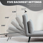 HOMCOM 4-in-1 Velvet-Feel Single Chair Bed, with Pillow - Light Grey