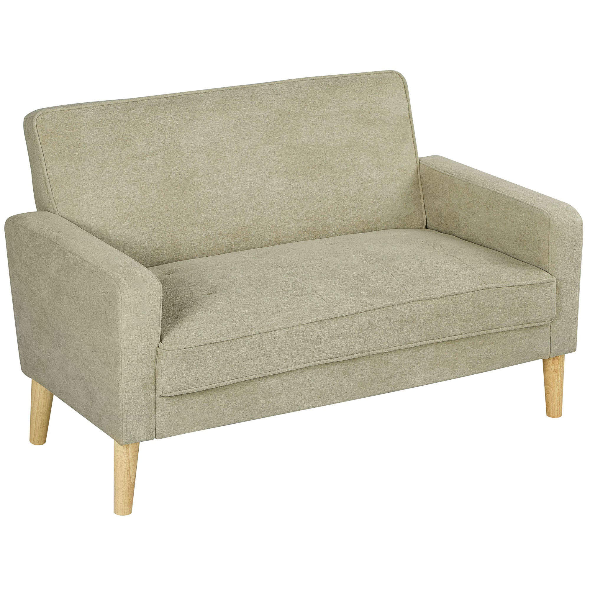 HOMCOM Two-Seater Velvet-Feel Sofa - Beige