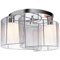 Modern Chandelier, Semi-Flush Mount Ceiling Light with Glass Lampshade, 2 x E27 Bulb Base for Hallway, Dining Room, Living Room, White and Silver