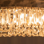 Crystal Chandeliers with Crystal Pendants, 8-Light Ceiling Light for Living Room, Bedroom Dining Room, Silver Tone