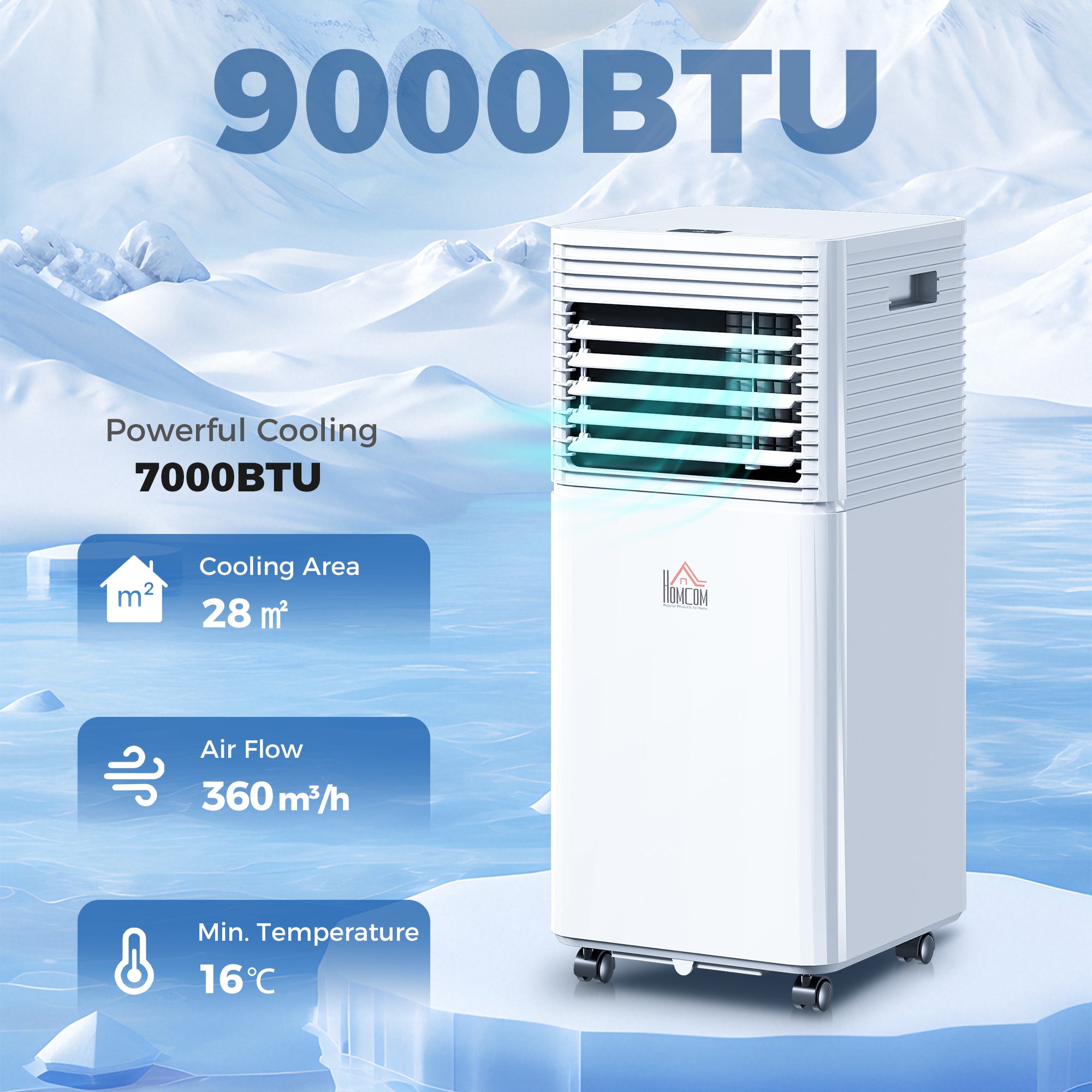 9000 BTU Portable Air Conditioner for Cooling Dehumidifier Fan, Air Conditioning Unit, with Remote, 24H Timer, Window Mount Kit, R290, A Energy Efficiency