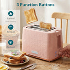 1.7L 3000W Fast Boil Kettle & 2 Slice Toaster Set, Kettle and Toaster Set with Auto Shut Off, Browning Controls, Light Pink