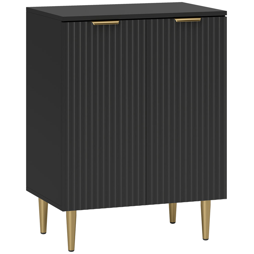 HOMCOM Sideboard Buffet Cabinet, Modern Kitchen Storage Cabinet with Adjustable Shelves and Metal Legs, Black