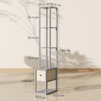 Floor Lamp with Shelves, LED Column Modern Standing Lamp with Fabric Drawer, Adjustable Brightness, Foot Switch for Living Room, Bedroom, Office, Grey