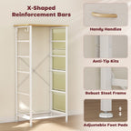 HOMCOM Chest of Five Fabric Drawers - Beige