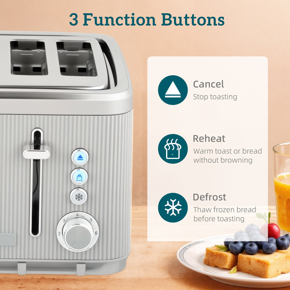 Electric Stainless Steel Kettle and Toaster Set, 3000W 1.7L UK Strix Thermostat Fast Boil Kettle w/ Limescale Filter, Cool Touch Body, 4 Slice Toaster with 7 Browning Levels, Taupe