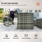 Outsunny 6 Pieces Rattan Garden Furniture Set, 7 Seater Wicker Outdoor Furniture Set with Storage Tea Table & Side Table, Sectional Garden Sofa Set with Cushions, Grey