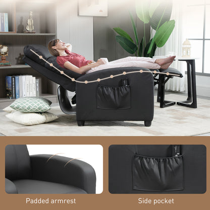 Massage Recliner Armchair with 150° Recline, Faux Leather, Side Pocket, Black