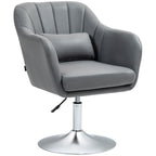HOMCOM Swivel Accent Chair, Linen Fabric Tub Vanity Chair, Modern Armchair with Adjustable Height and Lumbar Support for Living Room Bedroom Salon Make up Room Dressing Table, Dark Grey