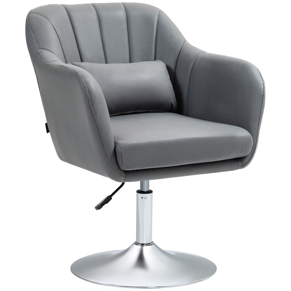Swivel Accent Chair, Linen Fabric Tub Vanity Chair, Modern Armchair with Adjustable Height and Lumbar Support for Living Room Bedroom Salon Make up Room Dressing Table, Dark Grey