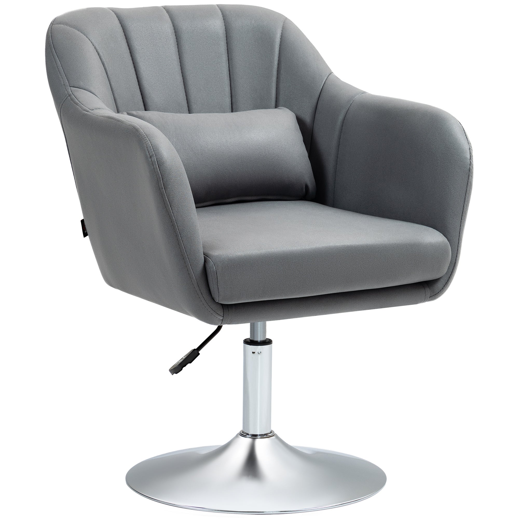 HOMCOM Swivel Accent Chair, Linen Fabric Tub Vanity Chair, Modern Armchair with Adjustable Height and Lumbar Support for Living Room Bedroom Salon Make up Room Dressing Table, Dark Grey