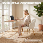 HOMCOM Lounge Chair Petal-Back Armchair Metal Metal Legs for Living Room Bedroom Cream