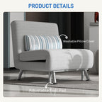 HOMCOM Single Sofa Bed, 1 Person Sleeper Foldable Lounge with Pillow, Light Grey