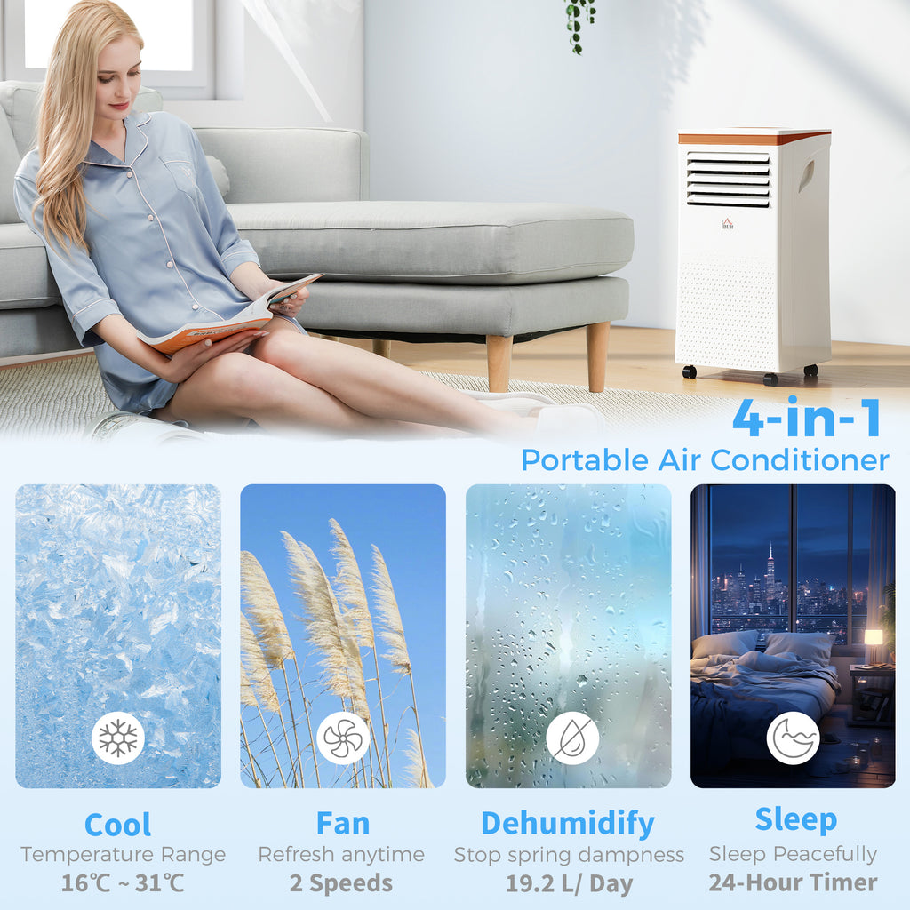 Portable Air Conditioner 7000 BTU, 4-in-1 Air Conditioning Unit with Cooling, Fan, 19.2L/Day Dehumidifier & Sleep Mode, LED Display, Remote Control, 24H Timer, Window Kit for Rooms up to 26?