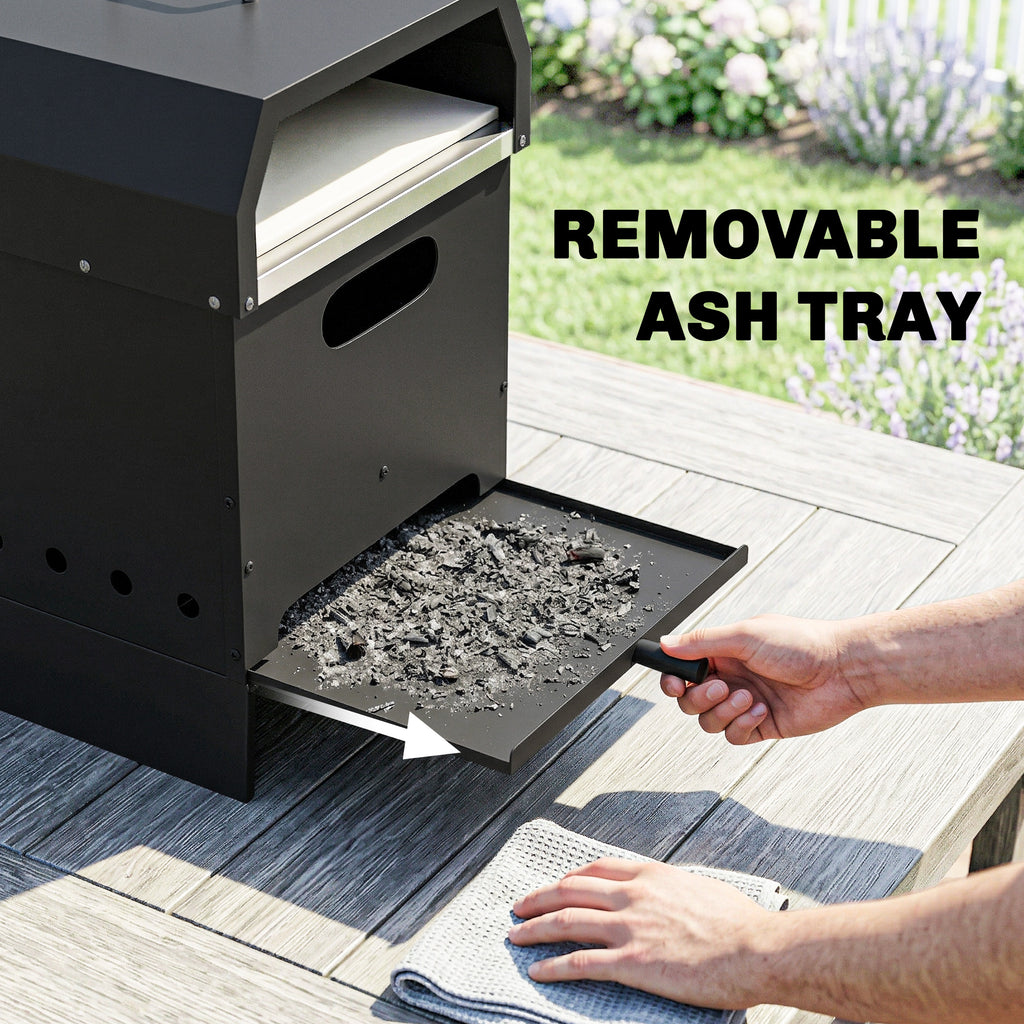 Outsunny 3 in 1 Outdoor Pizza Oven, Portable Wood Fired Pizza Maker with Handles, Stone and Peel