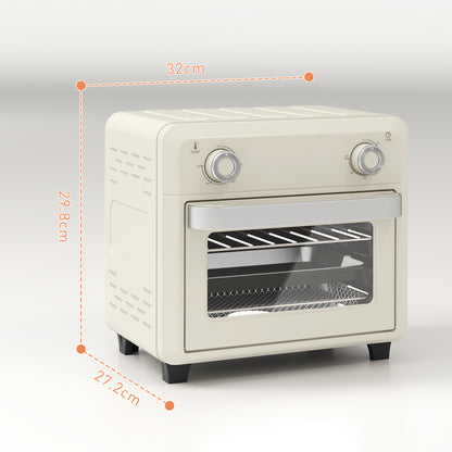 10L Air Fryer Oven, Mini Oven, Oil Free Cooking, Grill, Roast, Bake, with Adjustable Temperature, Timer, Dishwasher Safe, 1000W, Cream White