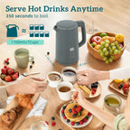 Electric Kettle, 1.7L Fast Boil 3kW Water Kettle with UK Strix Thermostat, LED Display, Keep Warm Function, Grey