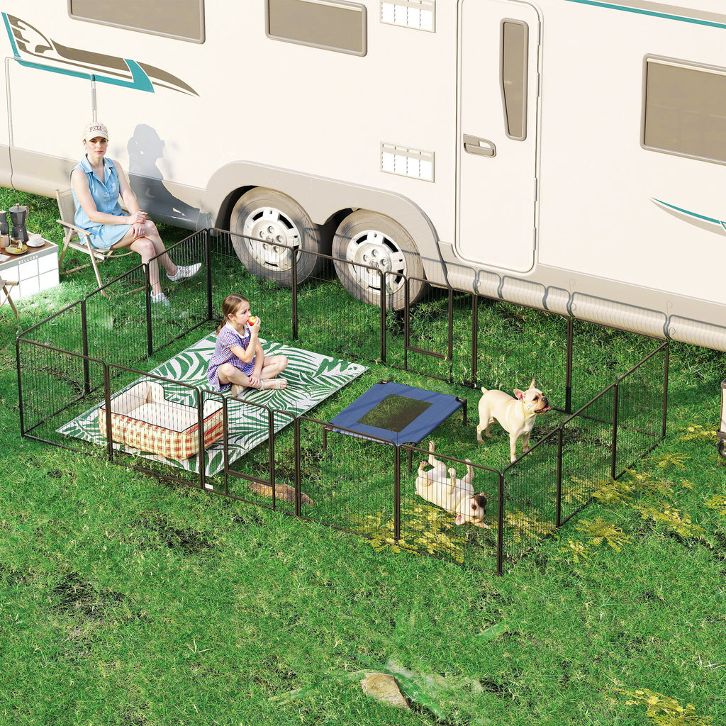PawHut 16 Panels Heavy Duty Puppy Playpen, for Small and Medium Dogs, Indoor and Outdoor Use - Grey