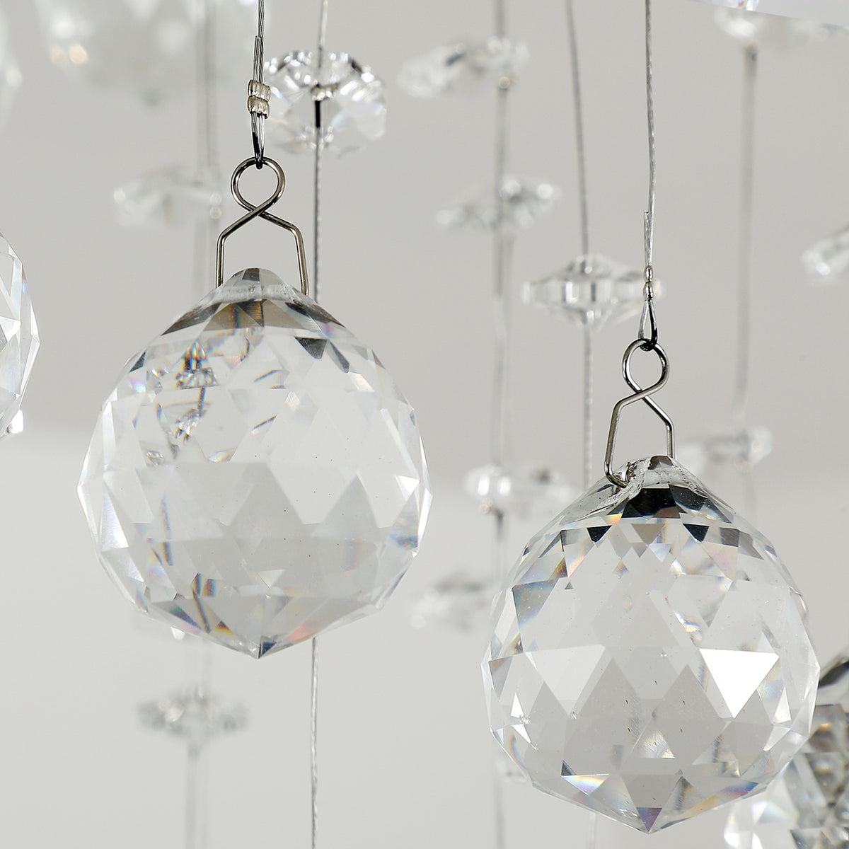 Metal Crystal Ceiling Light Chandelier Elegant Pendant Lamp Living Room Stairway Spiral Rain Drop Pendant Lamp Silver