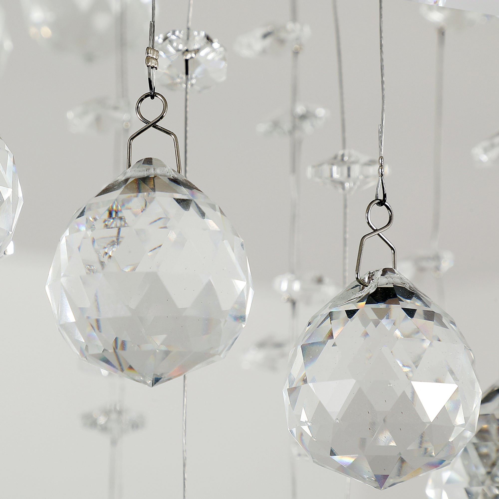 Metal Crystal Ceiling Light Chandelier Elegant Pendant Lamp Living Room Stairway Spiral Rain Drop Pendant Lamp Silver