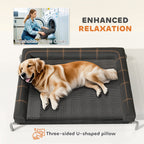 PawHut Elevated Dog Bed with Removable Bolsters, Raised Dog Bed for Large Breeds, Portable Indoor & Outdoor Pet Cots, Black