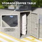 Outsunny 5 Piece Rattan Garden Furniture Set with Storage Table, Footstools, Cushions, Grey