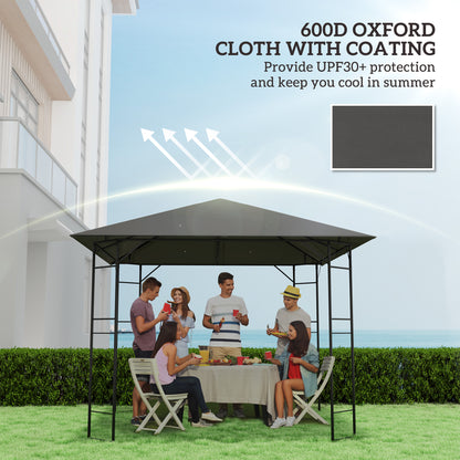Outsunny 3 x 3(m) Gazebo Canopy Replacement Cover, Garden Gazebo Roof Replacement with Drain Holes, Water Resistant PVC Coating, 370g/?, UPF30+, TOP COVER ONLY, Grey