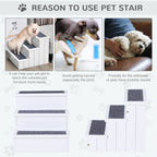 PawHut Dog Steps for Bed Sofa, 3 Step Wooden Dog Stairs for Sofa, Pet Stairs with Storage for Small Cats and Puppy, White