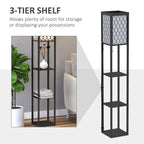 Three-Shelf Standing Lamps Set of 2 - Black