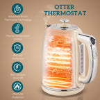 Polished Retro 40-100°C Kettle and Toaster Set - Cream