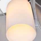 Modern Chandelier, Semi-Flush Mount Ceiling Light with Glass Lampshade, 2 x E27 Bulb Base for Hallway, Dining Room, Living Room, White and Silver