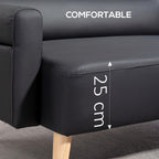 HOMCOM Small Faux Leather 2 Seater Sofa Settee - Black