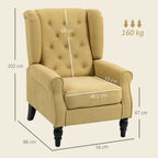 HOMCOM Wingback Accent Chair, Retro Upholstered Button Tufted Occasional Chair for Living Room and Bedroom, Yellow