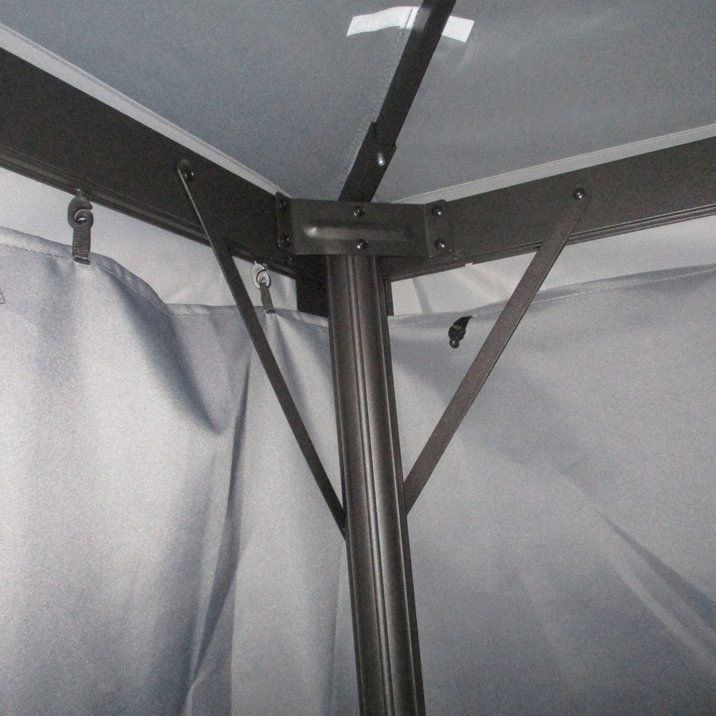 Outsunny 3 x 4m Aluminium Garden Gazebo, Marquee Canopy Shelter Pavilion Party Tent with Nets and Curtains for Garden and Deck, Dark Grey