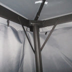 Outsunny 3 x 4m Aluminium Garden Gazebo, Marquee Canopy Shelter Pavilion Party Tent with Nets and Curtains for Garden and Deck, Dark Grey