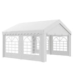 Outsunny 4m x 4m Marquee Party Tent, Heavy Duty Wedding Canopy with Sidewalls, Doors, Windows, Galvanised Garden Gazebo for Parties Events, White