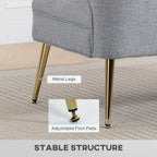 HOMCOM 2 Seater Sofa, Linen-look Fabric Small Sofa with Wing Back, Thick Seat, Metal Legs, Light Grey