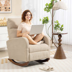 HOMCOM Corduroy Rocking Armchair - Beige