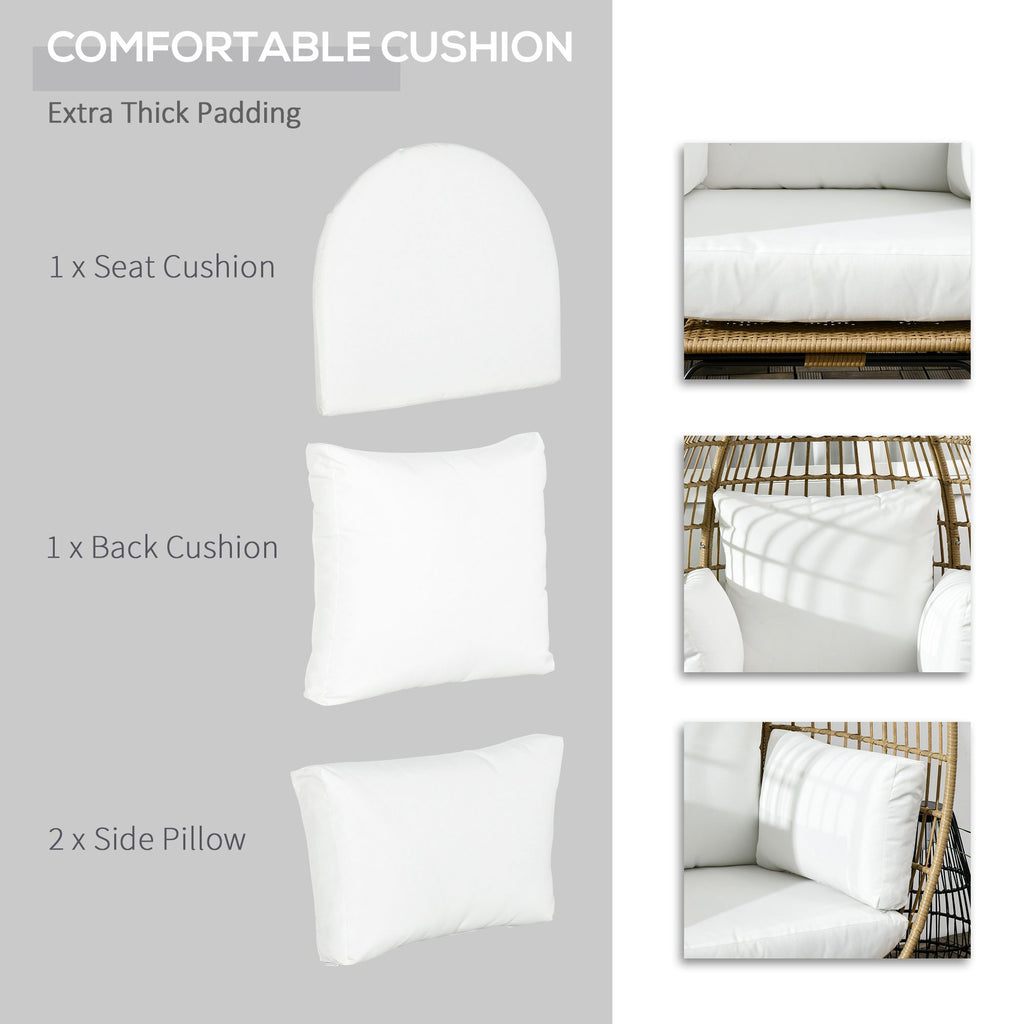 Outsunny Rattan Egg Chair with Cushions and Pillows, Khaki