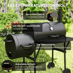 Outsunny Barbecue Grill Portable Outdoor Charcoal BBQ Grill with Offset Smoker 109 x 60 x 120 cm Black